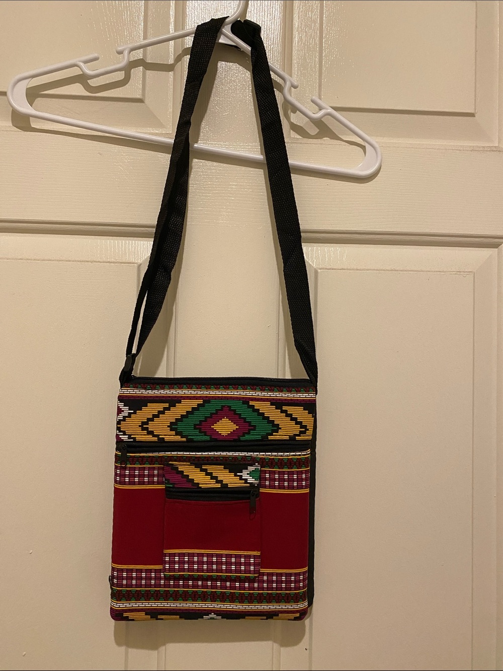 Colorful Red Patterned Crossbody Bag - Ethnic Style